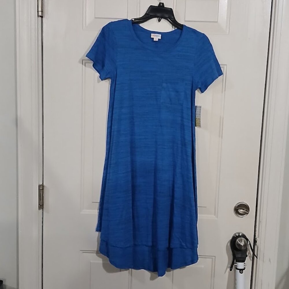 LuLaRoe CARLY Women's Dress Hi-Lo Size XXS  BLUE